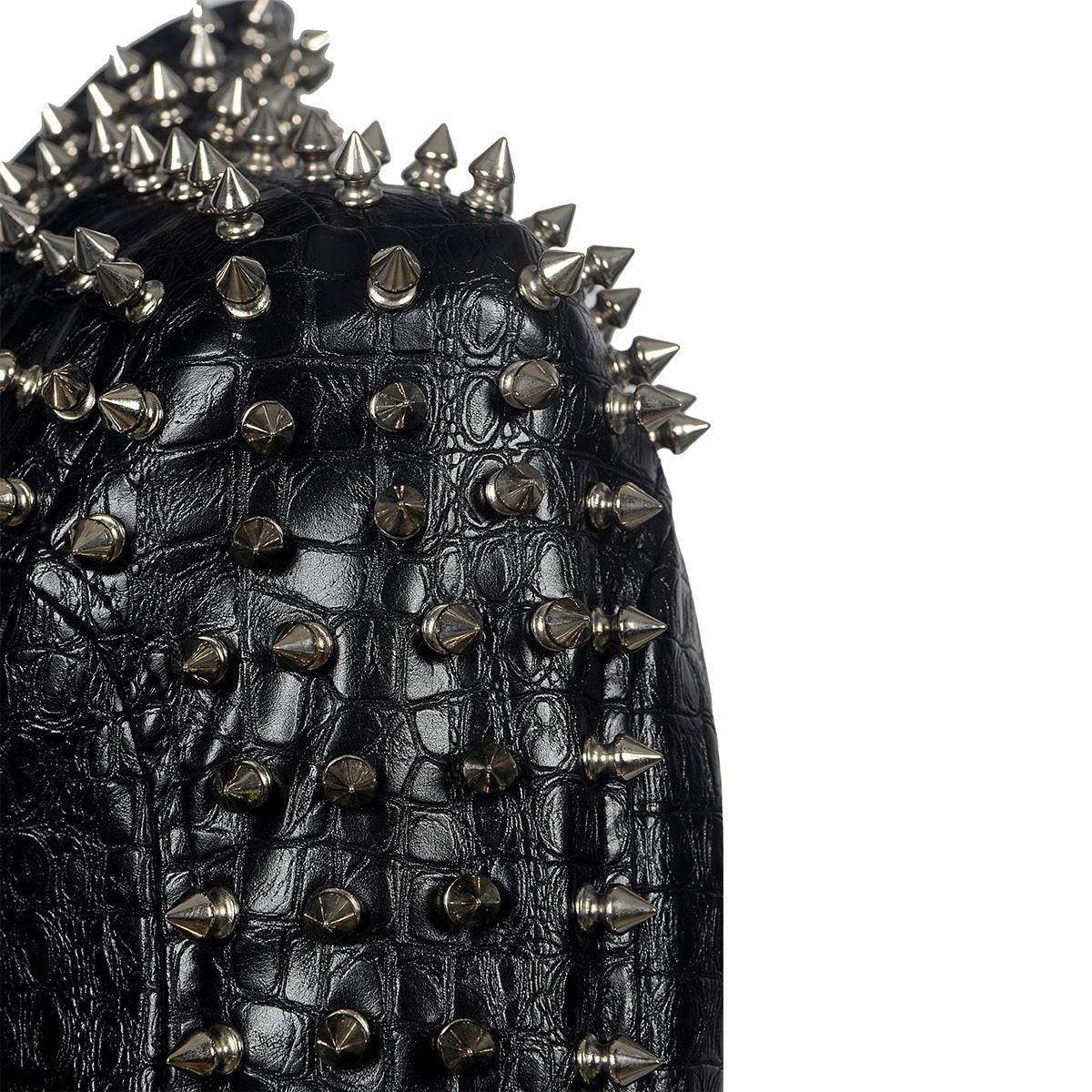 Women's Cropped Rock Punk PU Leather Jacket with Studs