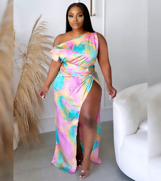 Vestido largo Aura con hombros descubiertos - Talla grande