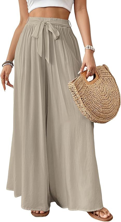 Women's Tropical Design Flowing Wide Leg Summer Pants