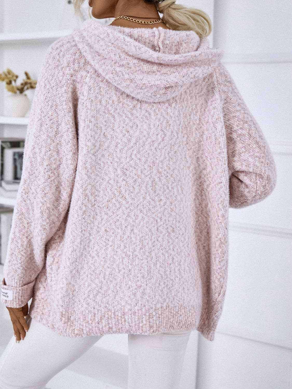 Sweater Hoodie Trendsi Women's Cozy Zip-Up Hoodie Sweater with Drawstring
