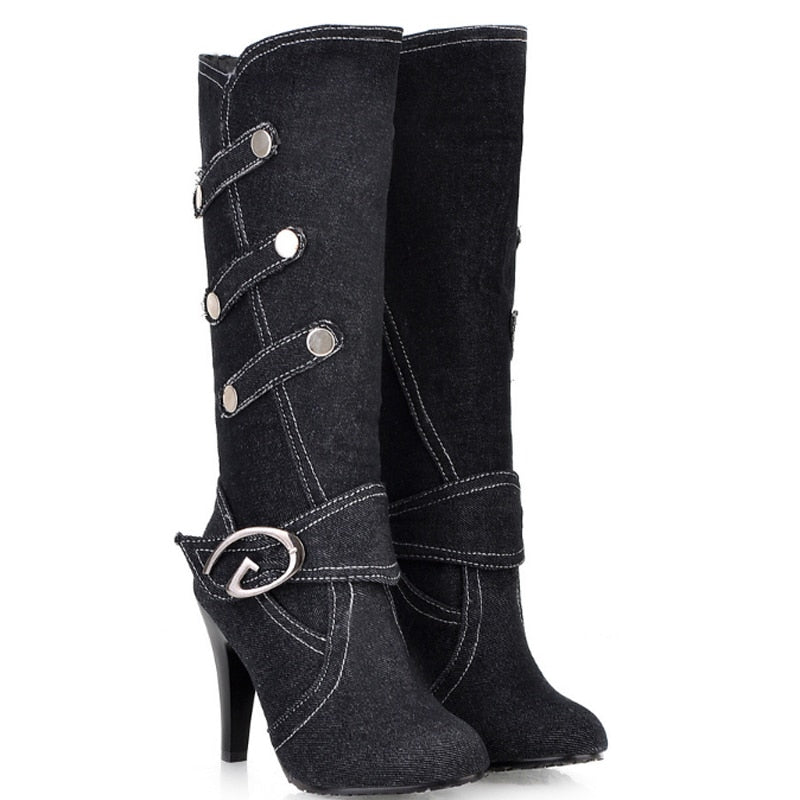 Women's Cloth Stiletto High-Heel Boots