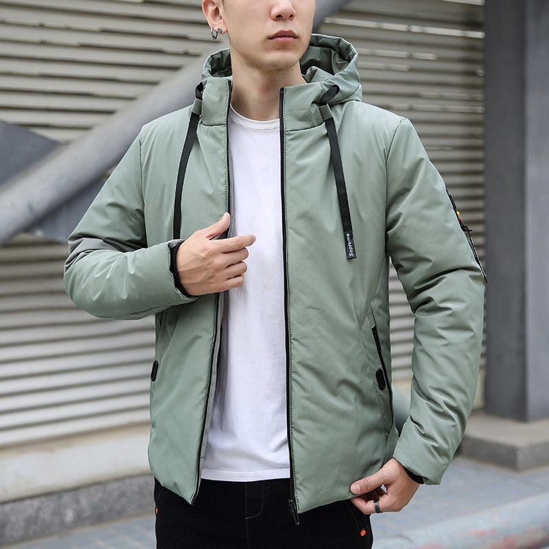 Men's Plus Size Cotton-padded Slim Hooded Coat