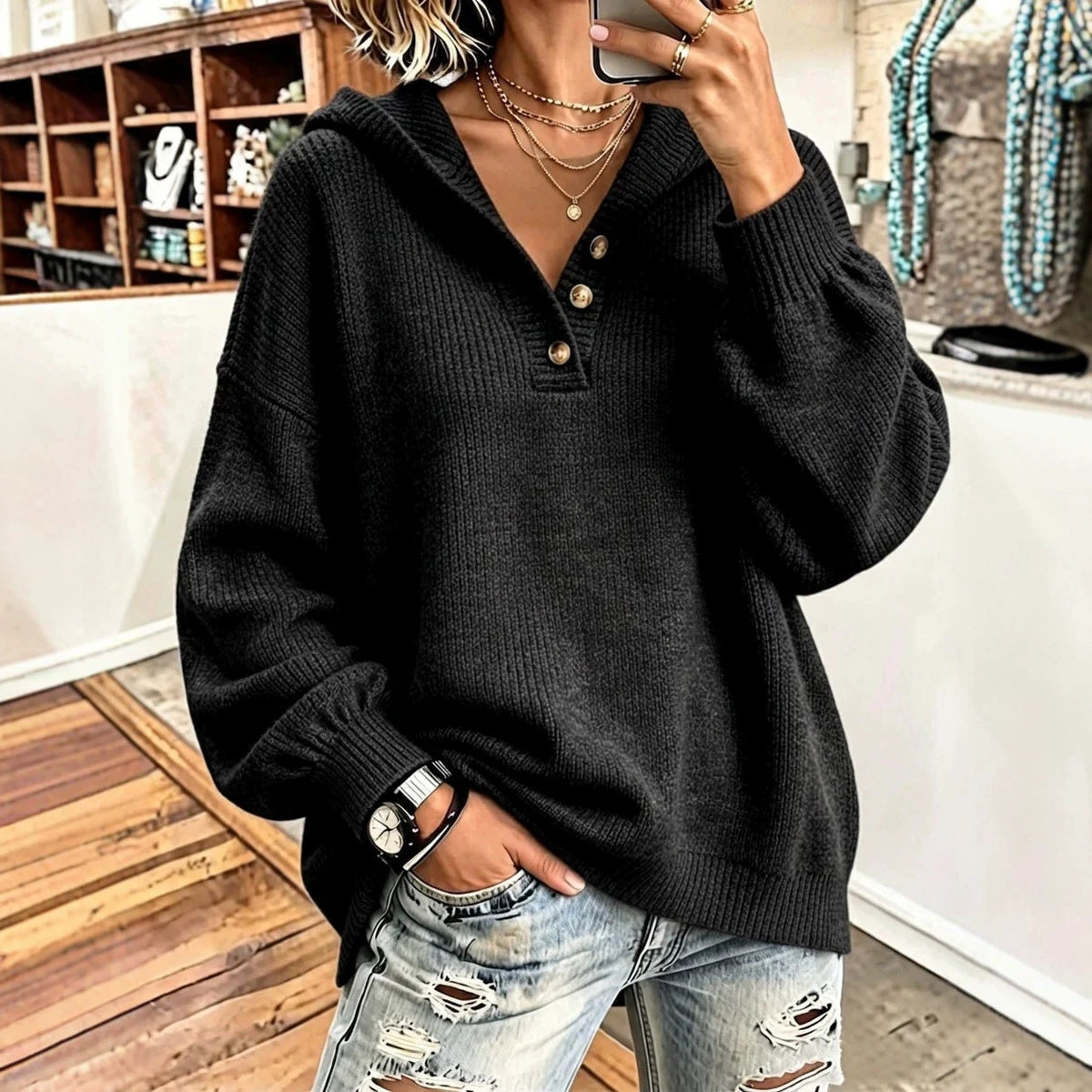 Women's Knitted New-Style Hooded Sweater
