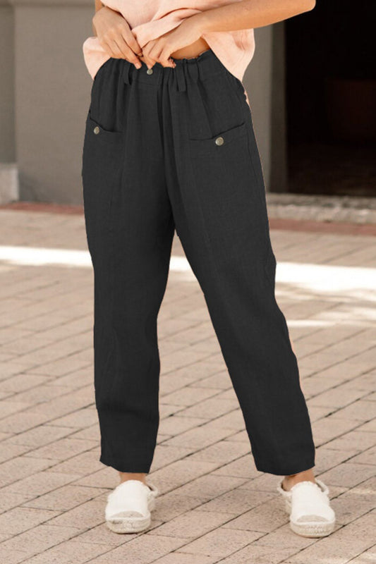 Pantalones con bolsillo, cintura elástica y detalle de botones