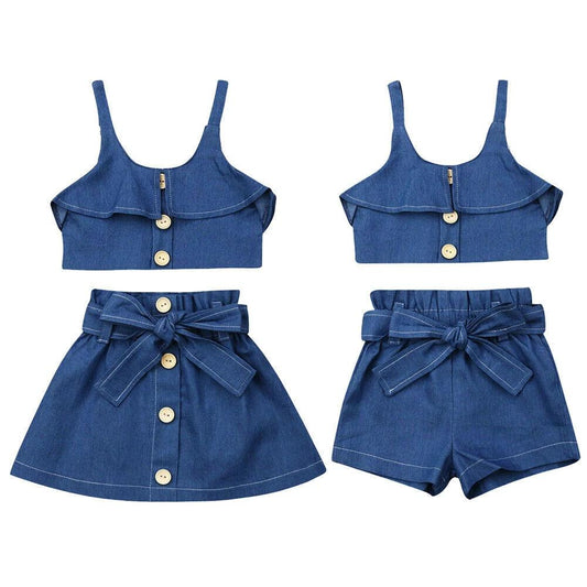 Ropa infantil, falda de tirantes para niña
