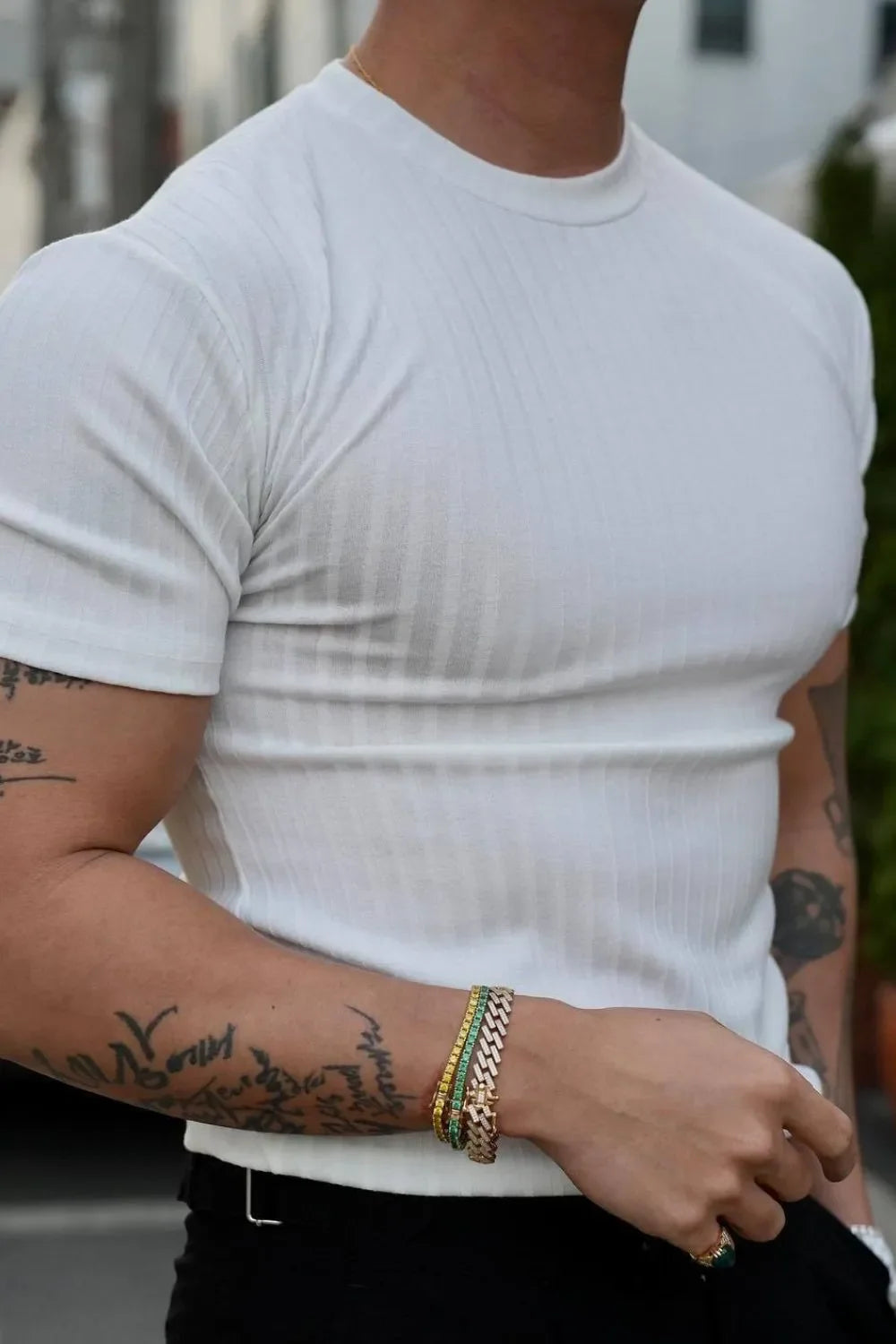 Camiseta de manga corta y cuello redondo de talla grande para hombre