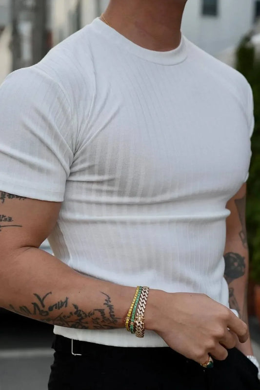 Camiseta de manga corta y cuello redondo de talla grande para hombre