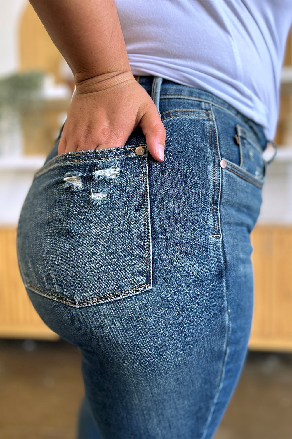 Jeans ajustados de tiro alto con control de abdomen Judy Blue Full Size