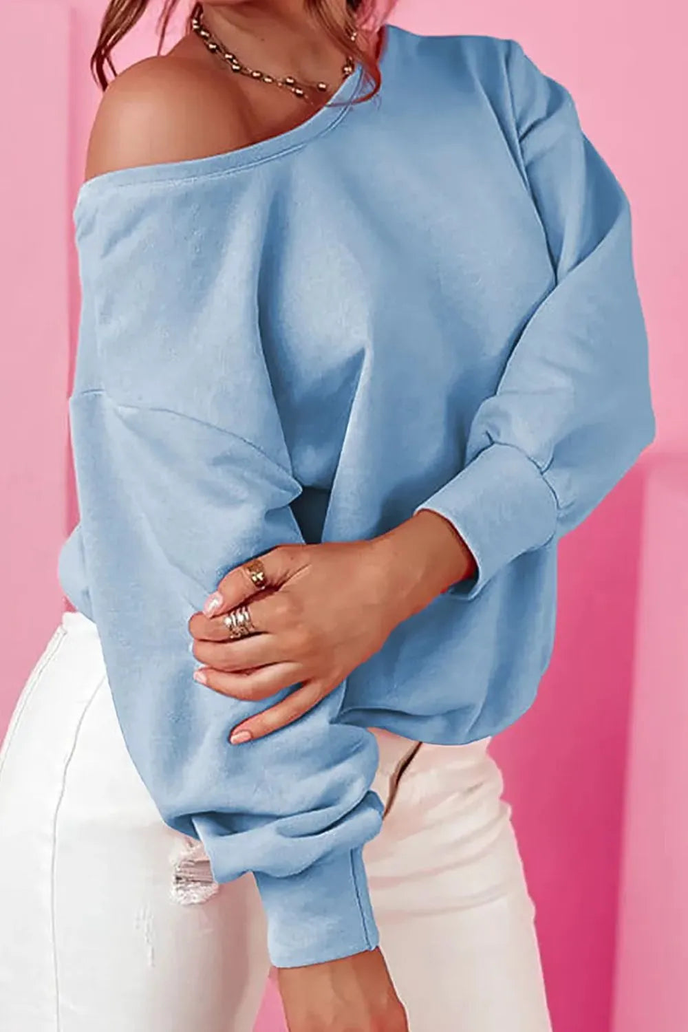 Sudadera de cuello redondo con lazo y manga larga