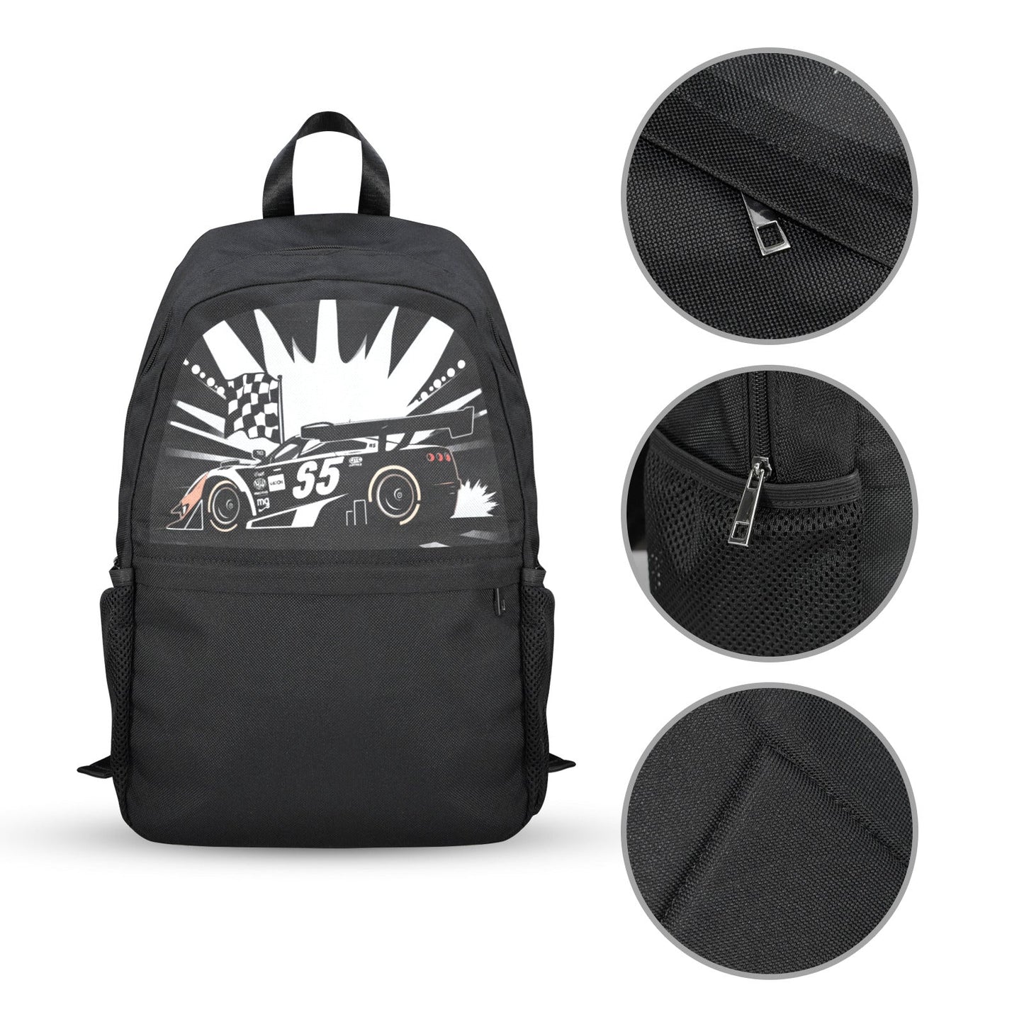 Race Car Winner Boy's Casual School Backpack | Upper Part Printing