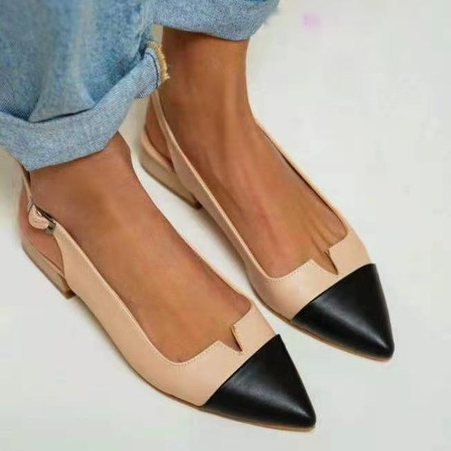 Women's Pointed-Toe Color Block Low-Heel Flats