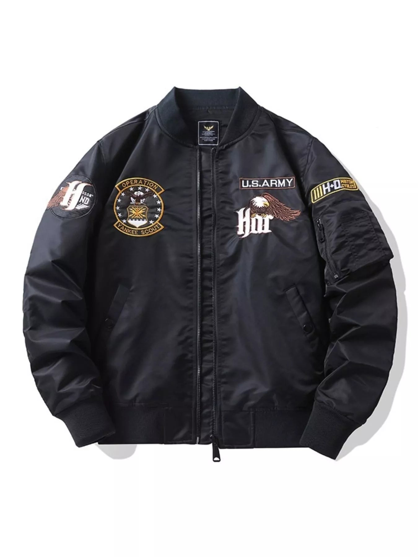 Embroidered Plus Size Bomber Jacket