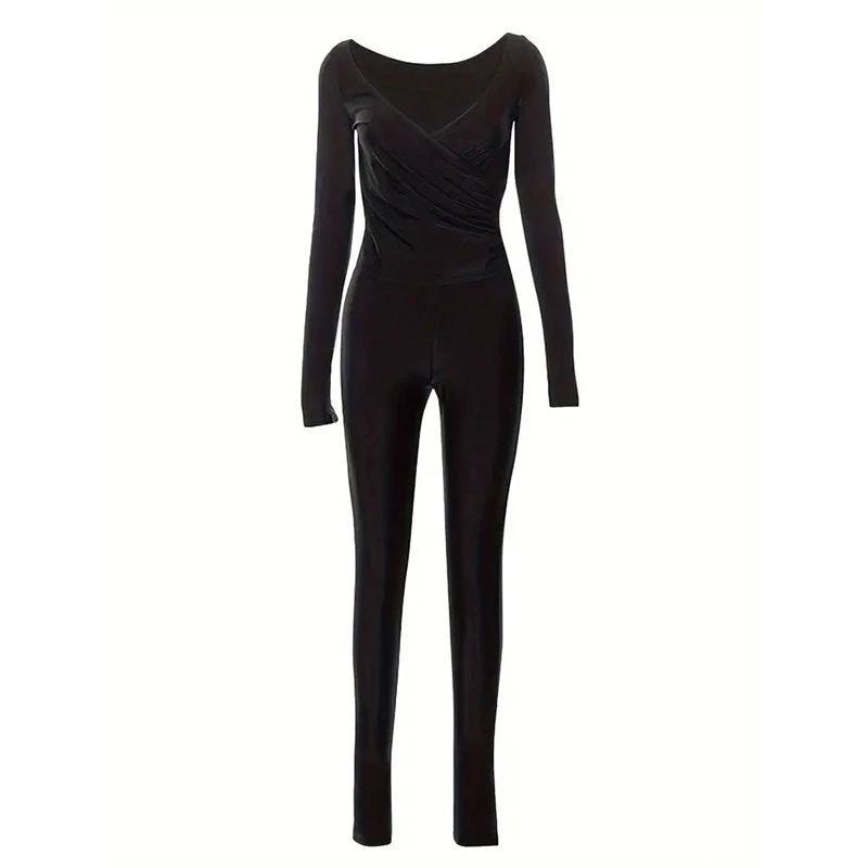 Solid Color Sexy Women Clothing One-piece Leisure Suit