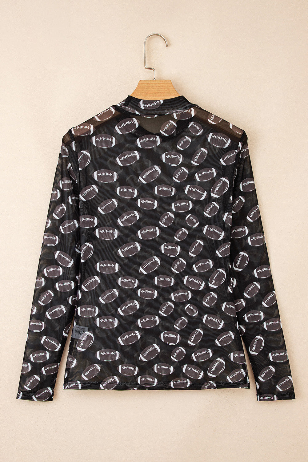 Brown Game Day Football Mesh Sheer Long Sleeve Top