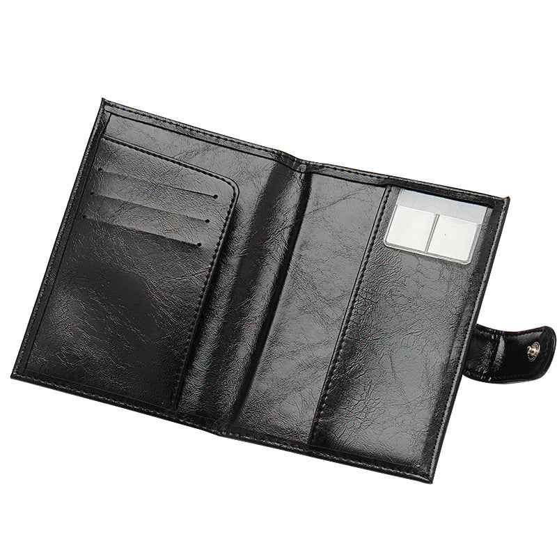 Oil Wax Leather Pattern Hardware Double-headed Passport Case