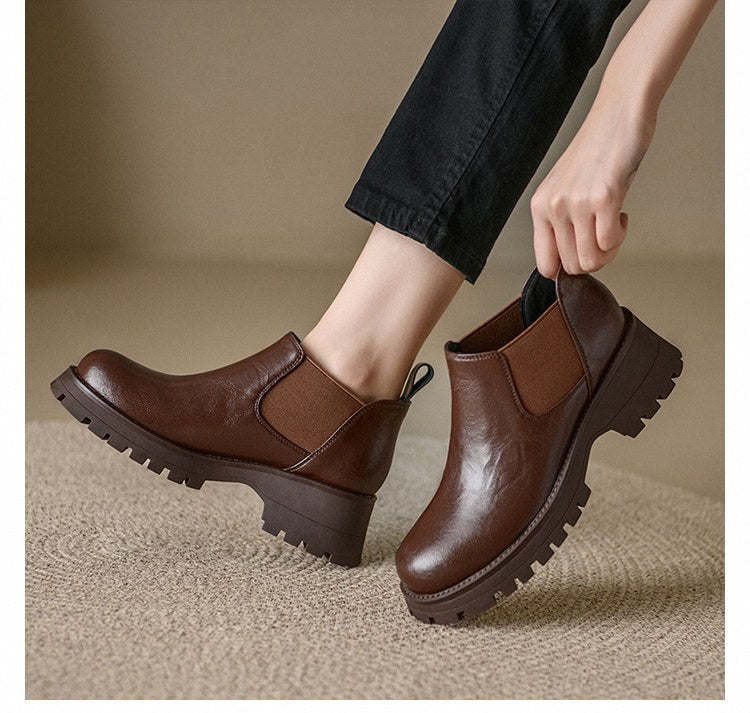 Brown Vintage Short Boots For Women