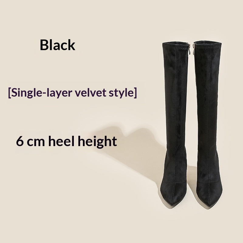 Beige Genuine Leather Pointed Toe Stiletto Ankle Boots - Women's Slim Fit High Heel Side Zipper Autumn Winter Footwear