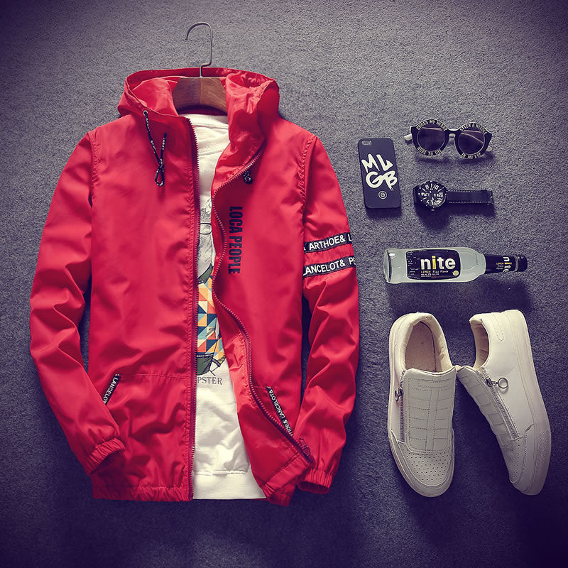 Men's Lettered Hooded Jacket