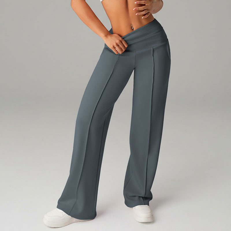 Pantalones de chándal de mujer de cintura alta, holgados y de pernera ancha