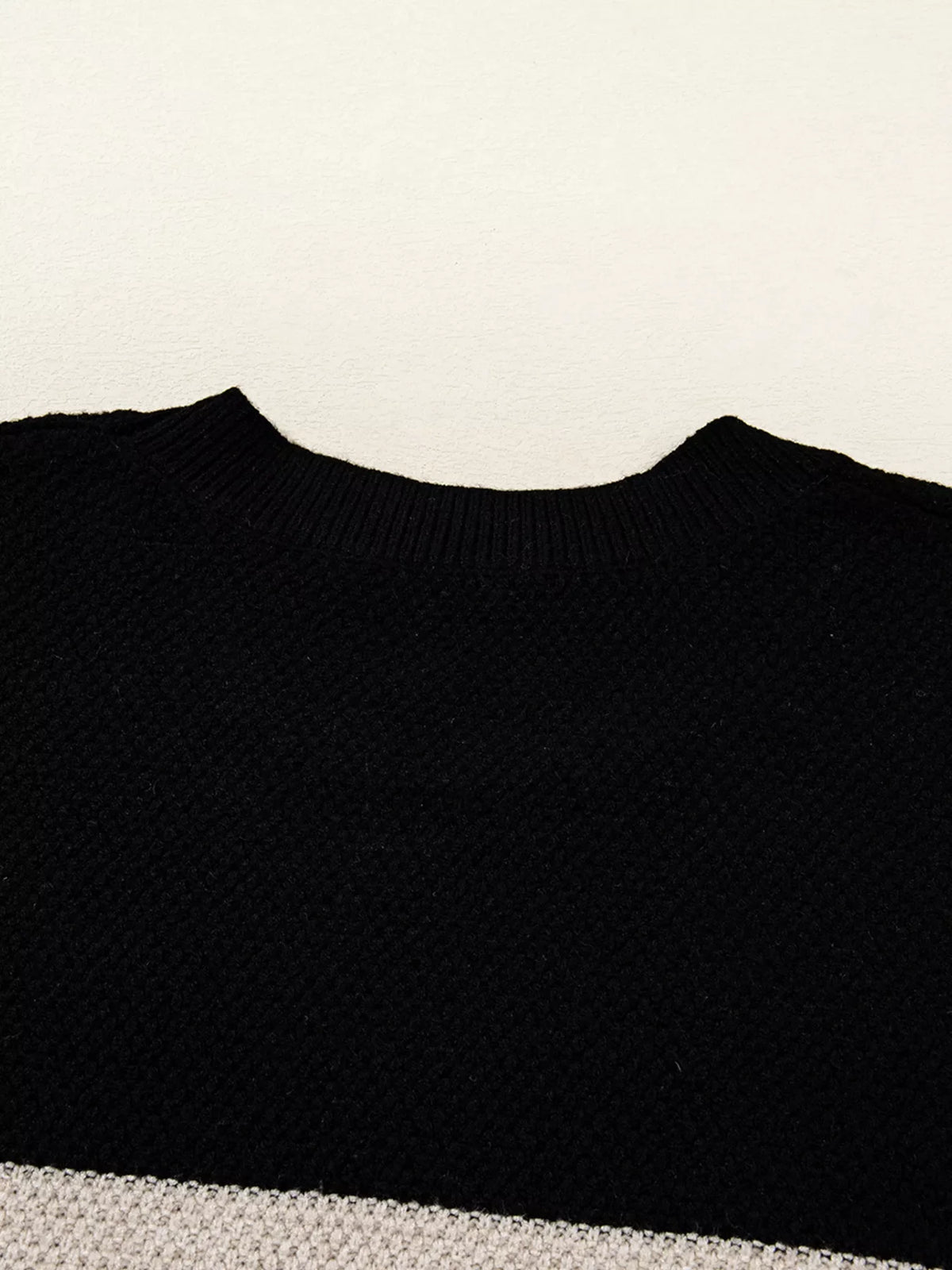 Color Block Knit Striped Sleeve Detail Casual Sweater
