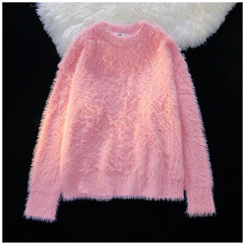 Warm Crew-neck Knit Sweater Womens New Winter Style