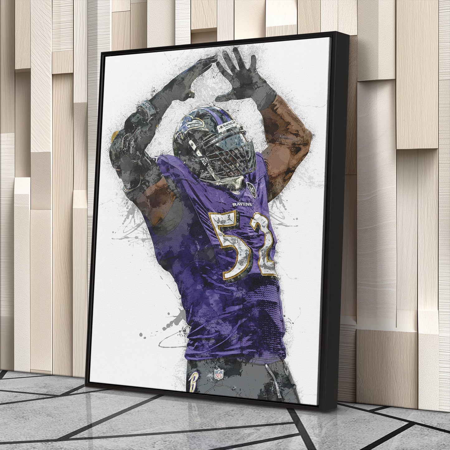 Arte de pared de Ray Lewis - Decoración de pared de los Baltimore Ravens de la NFL