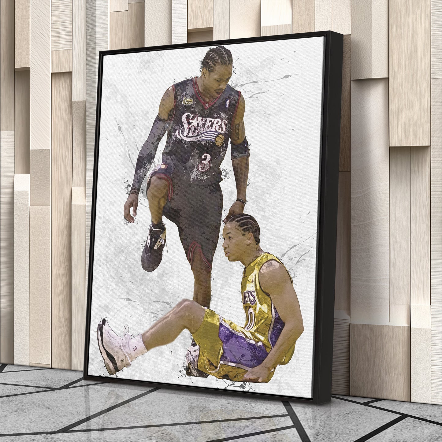 Allen Iverson Step Over Canvas Wall Art – NBA Legend for Man Cave