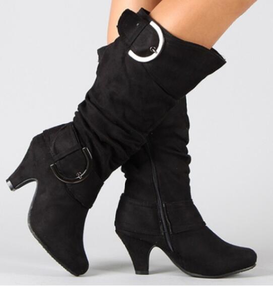 Women's Belt Buckle Mid Boots