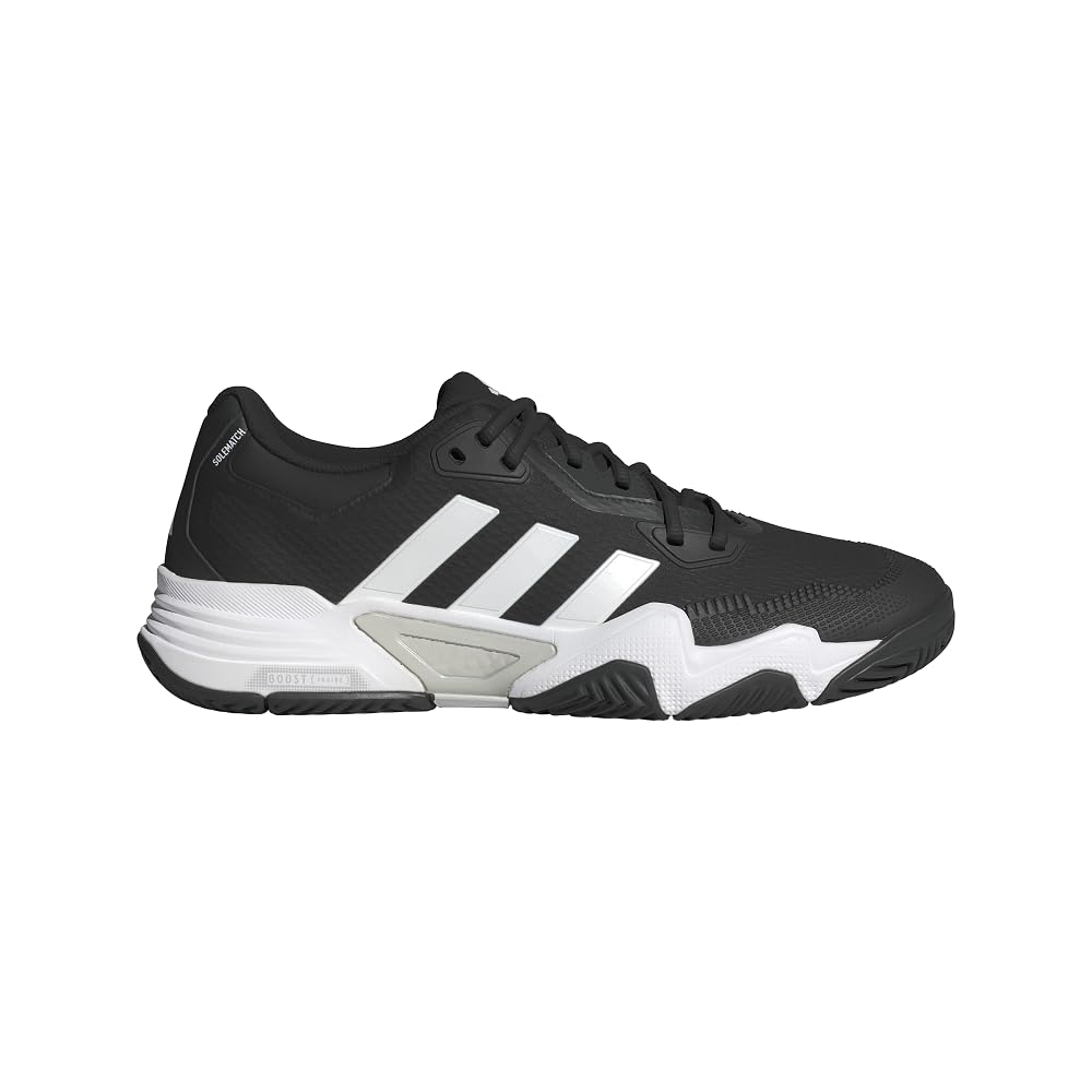 adidas Mens Solematch Control 2 Tennis Sneaker Black/White/Silver Metallic 6.5
