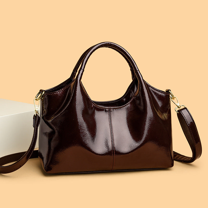 Premium Glossy Leather Commuter Bag