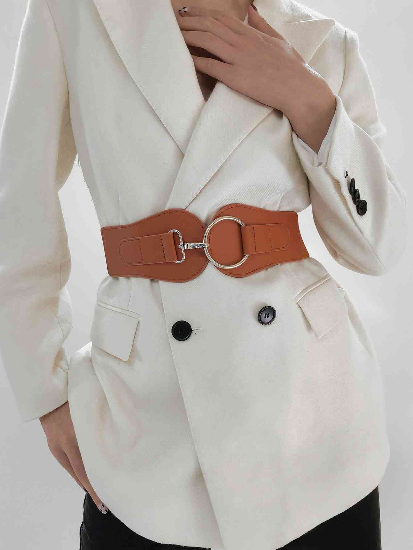Elegant Fashion PU Elastic Wide Belt – Adjustable Comfort Fit See size chart under “more details”