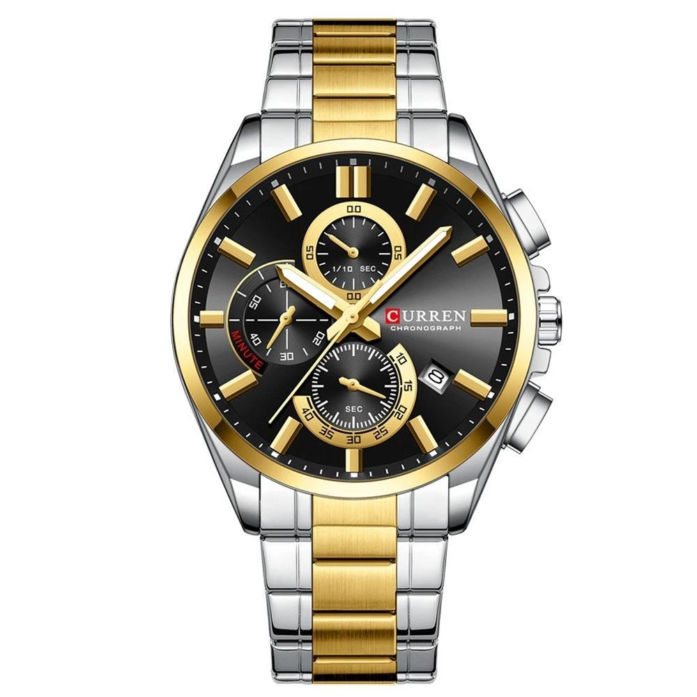 Men's Steel Band Waterproof Six-pin Timing Watch