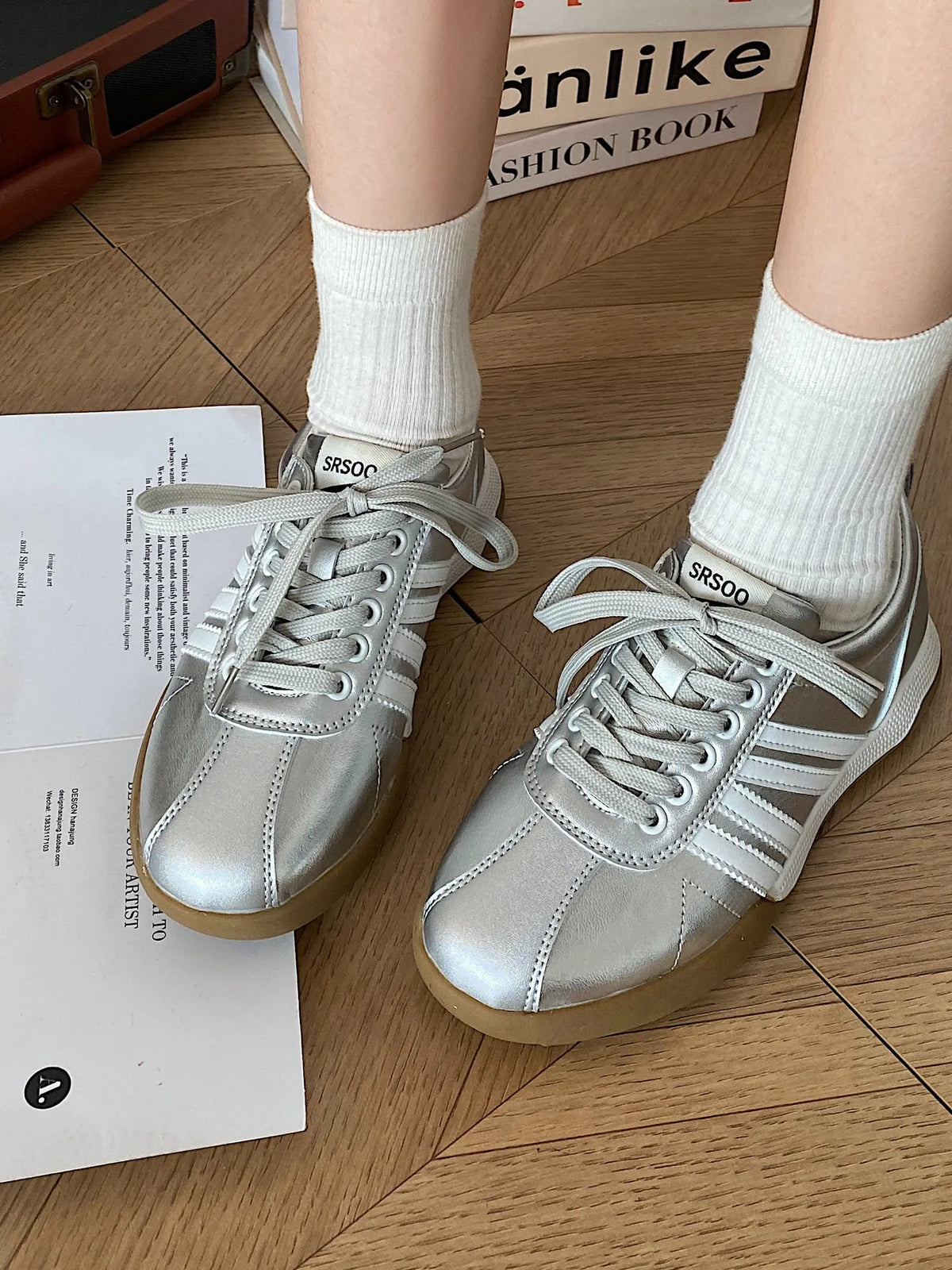Striped Lace Up Sneakers
