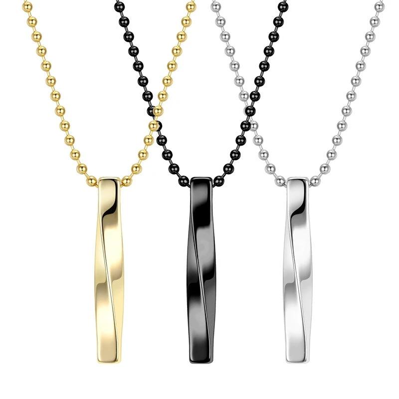 Titanium Steel Long Bar Shape Necklace For Men