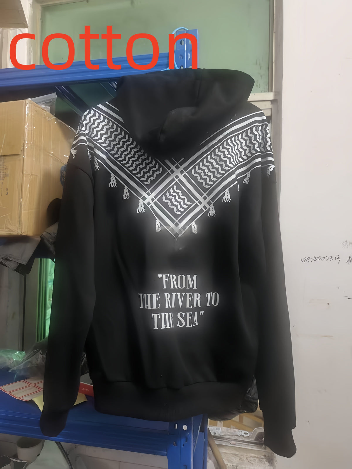 Solid-color Digital Letter-embossed Print Hooded Sweatshirt With Pockets