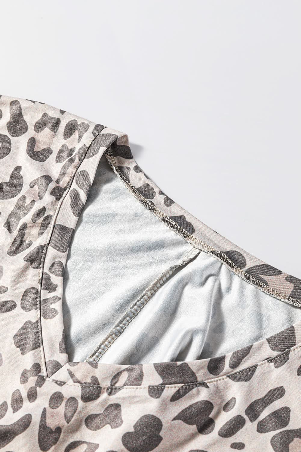 Dresses Love Salve Gray Leopard Mini Dress Women's Party Dress V-Neck Loose Fit