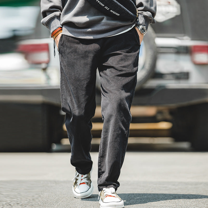 Men's Casual Khaki Corduroy Pants for Autumn/Winter