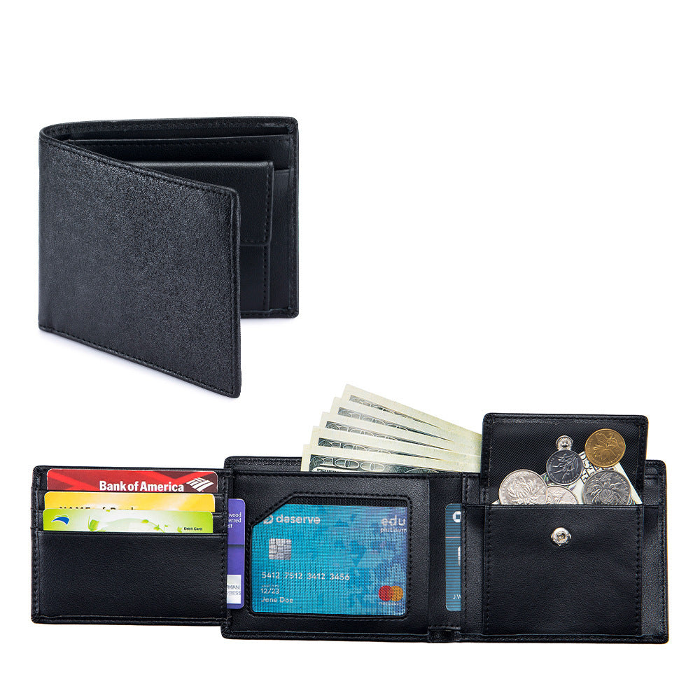 Men's Short Genuine Leather Trifold Wallet