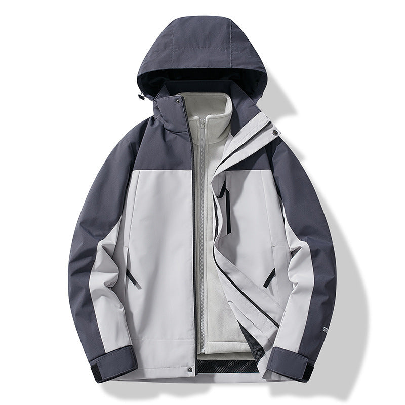 Three-in-one Outdoor Keep Warm Couple Color Matching Shell Jacket