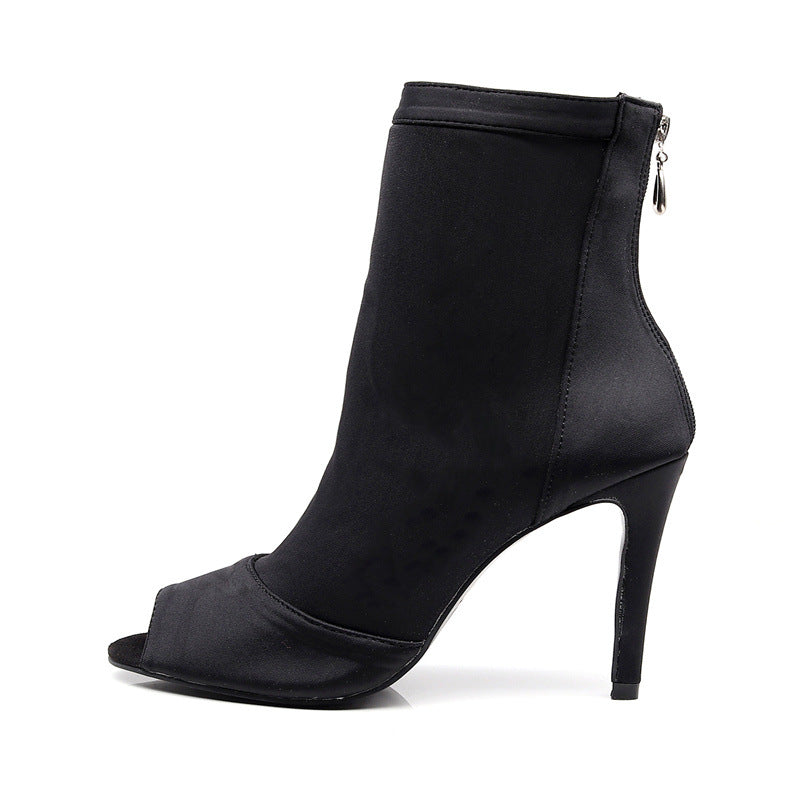 Women's Black Elastic Latin Dance Shoes
