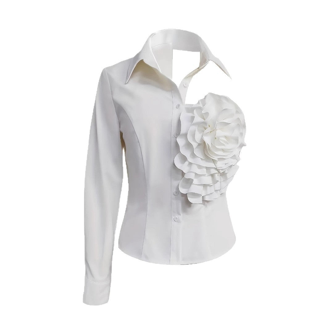 White Blouse With A One-shoulder TOP See size chart under “more details”