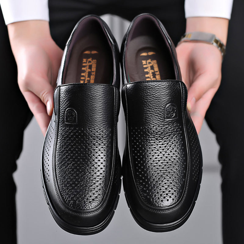 Men's Old Man's Head Layer Cowhide Business Flats