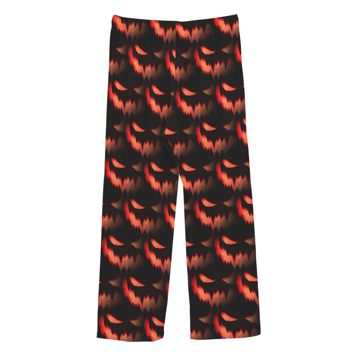Orange Spooky Face Pattern Men's Drawstring Pajama Pants Without Pockets