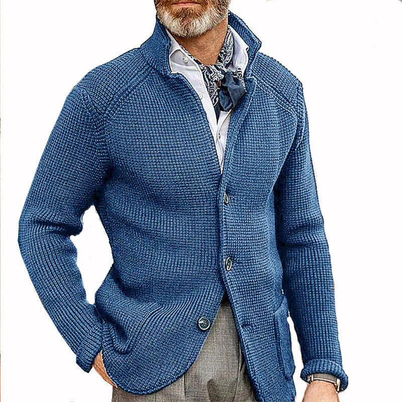 Amazon New Autumn And Winter Men's Lapel Knitted Cardigan Cross-border Coat Sweater Jacket Single-breasted Thick Sweater