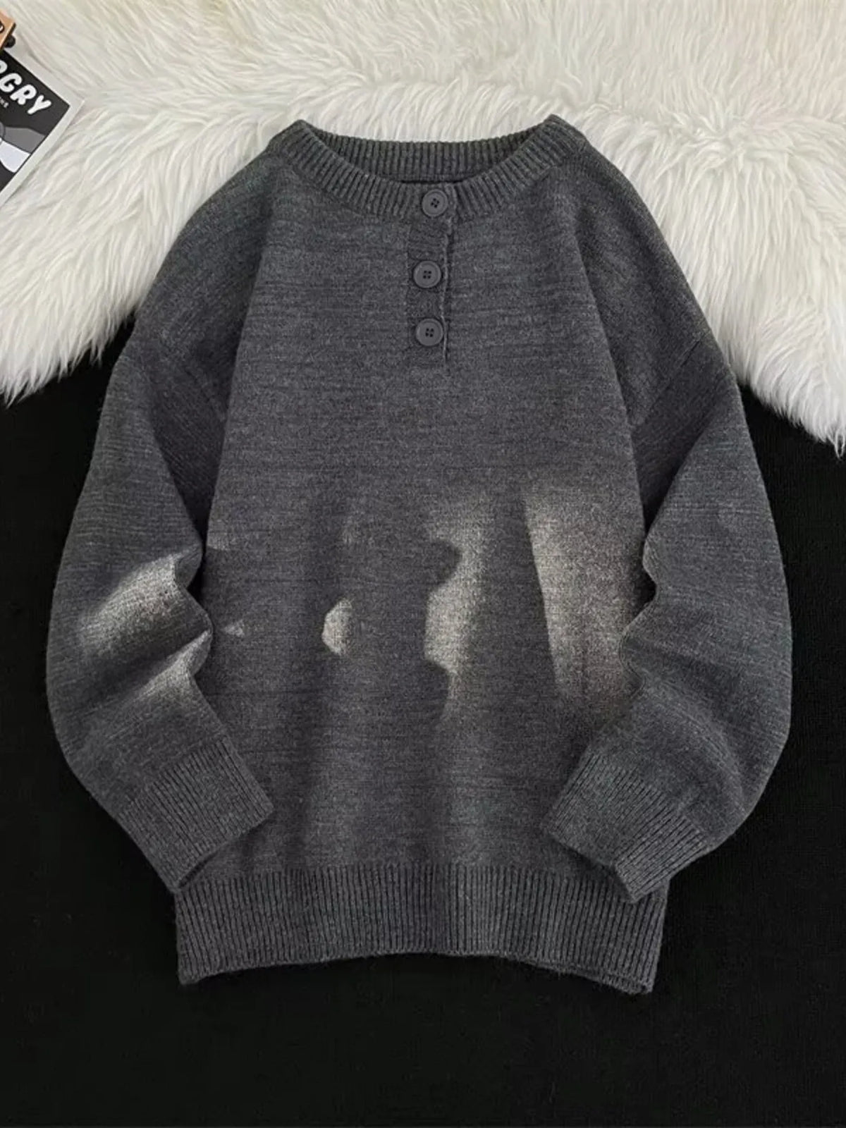 Men's Button Detail Long Sleeve Sweater