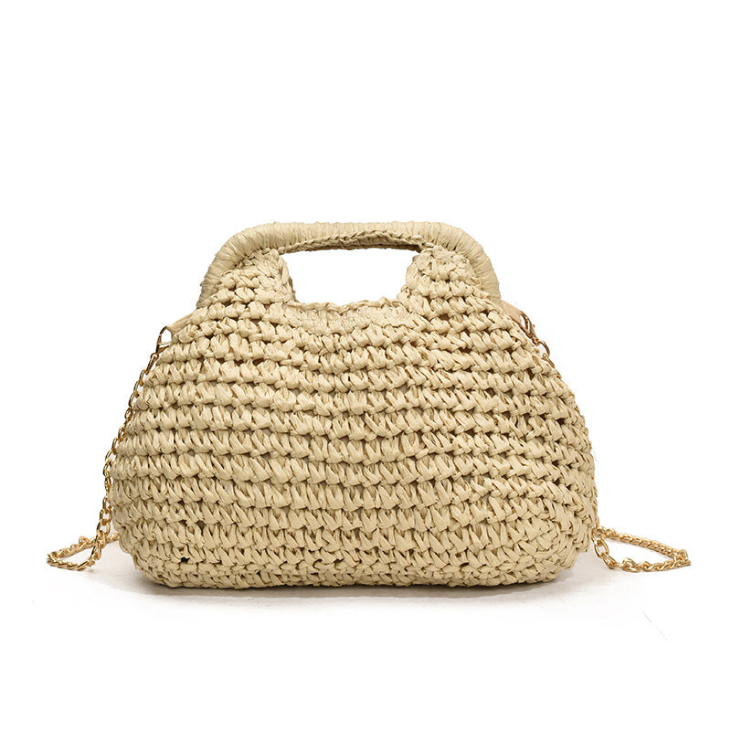 Women's Woven Chain Small Bucket Travel Bag
