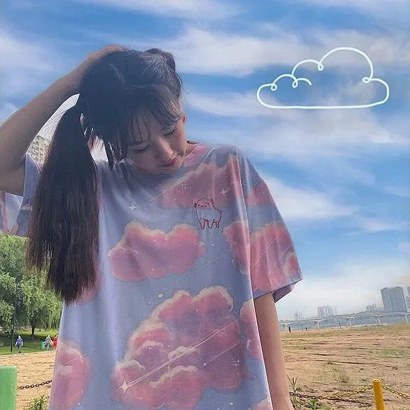 Summer Embroidery Piggy T-Shirt for College Girls