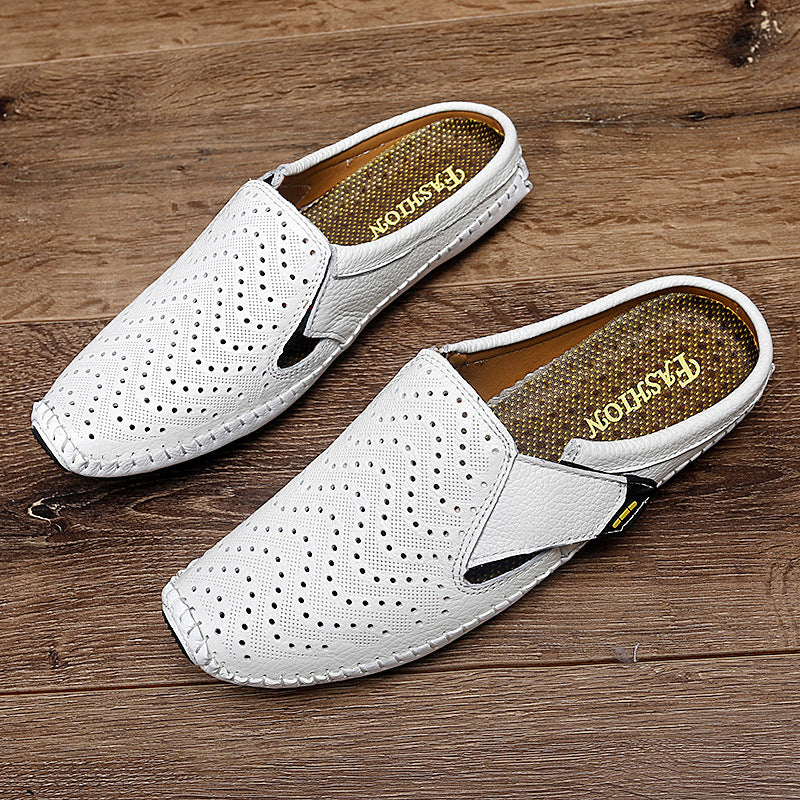 Muller Hole Low-top Cowhide Slip-on Sneakers