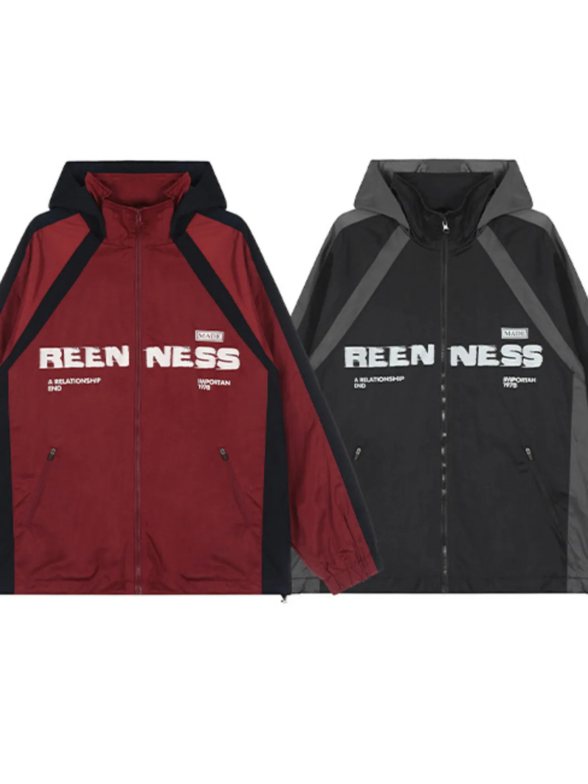 Men's Letter Zip Up Hooded Windbreaker Jacket