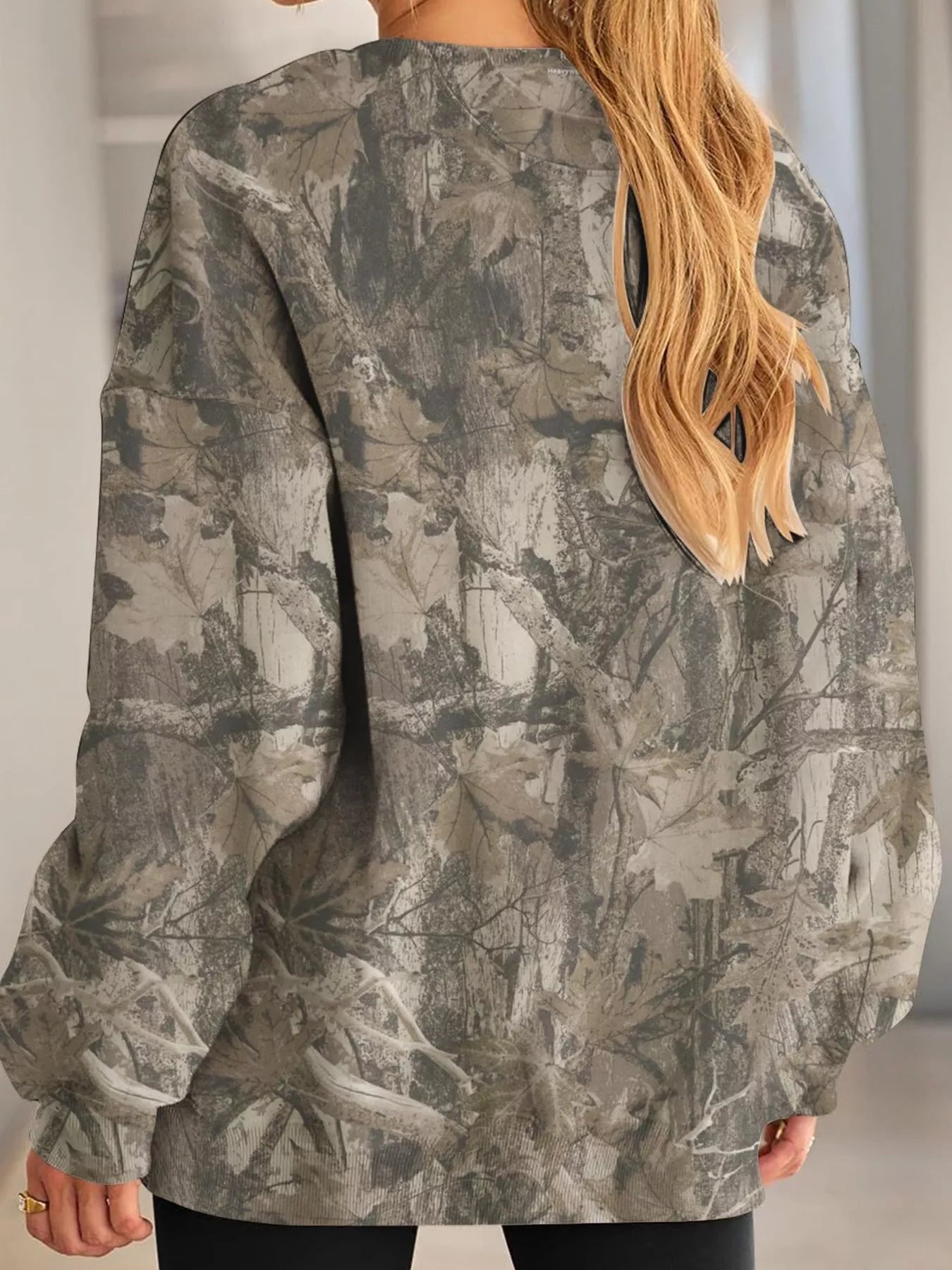 Oversized Printed Crew Neck Sweatshirt